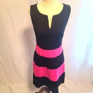 International concepts INC pink & black stripped fit and flare dress siz…